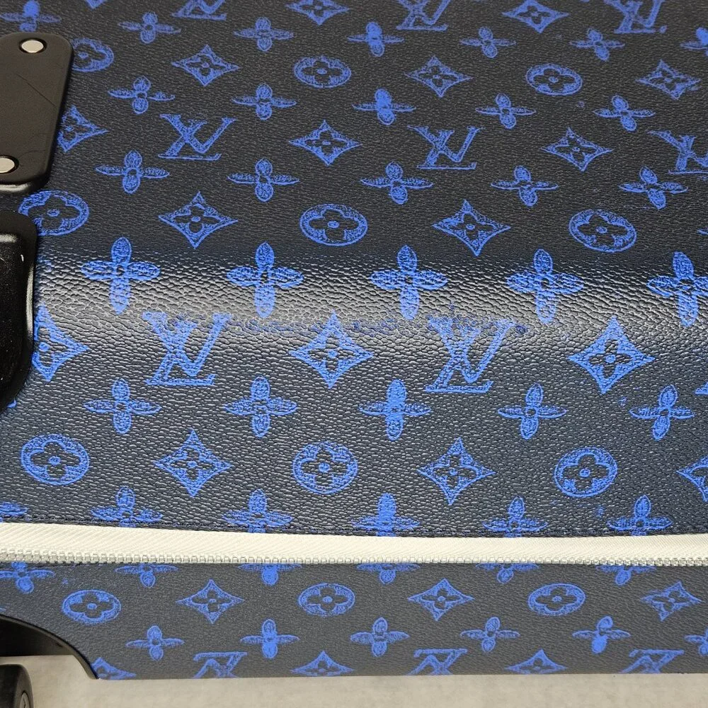 Louis Vuitton Blue Monogram Horizon 55 Rolling Suitcase Luggage Carry On Bag